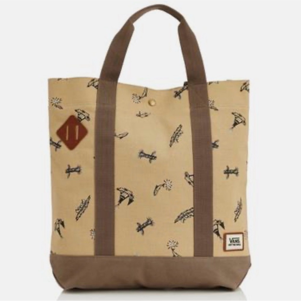 Vans Tan and Brown Canvas Tote Bag